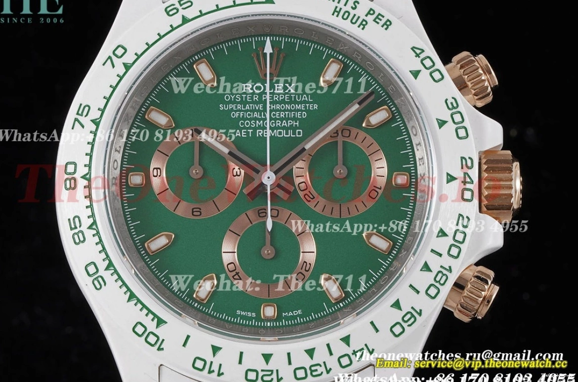 Daytona 40mm Rolex Green Dial SA4130 Cer Cer - AET AETF 0511